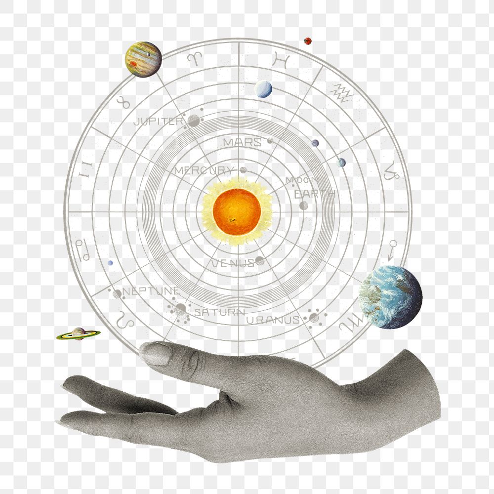 PNG Astrology horoscope chart, fortune telling art, transparent background