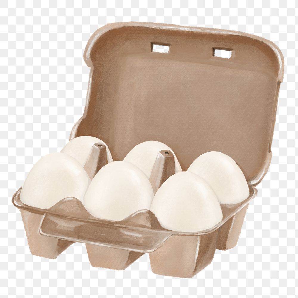 Egg carton png, food illustration, transparent background