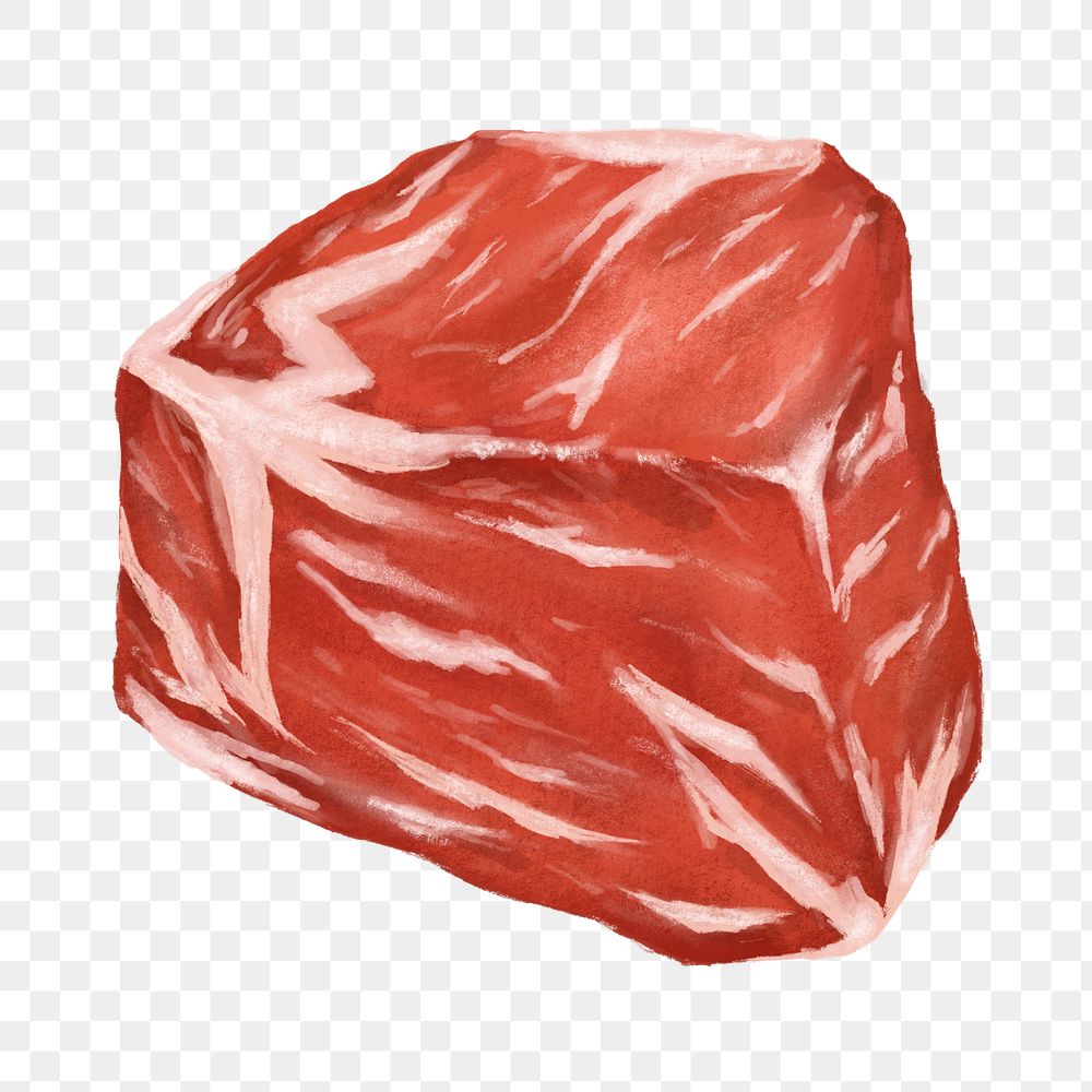 PNG Raw beef cube, meat food illustration, transparent background