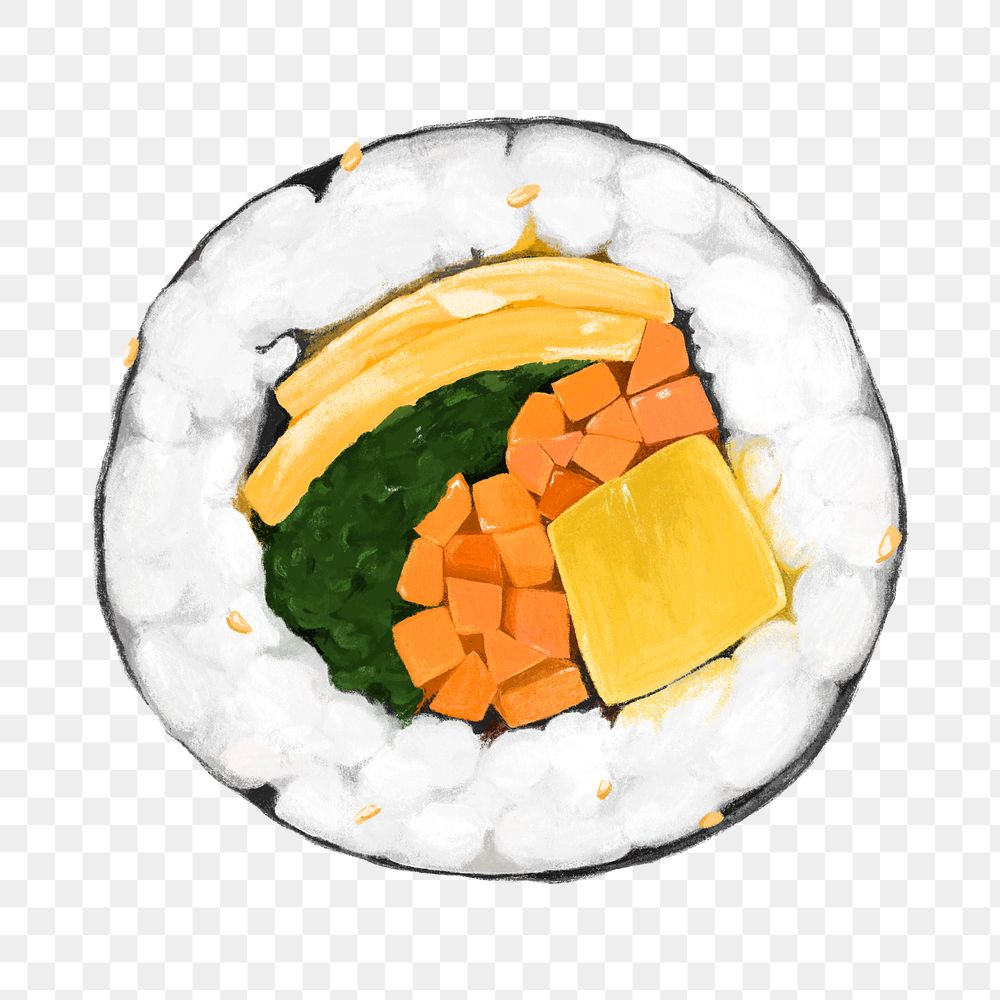 PNG Kimbap, Korean food illustration, transparent background