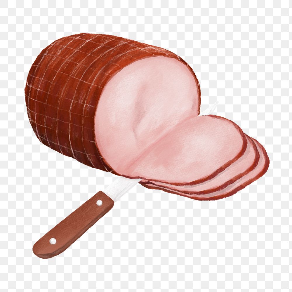 PNG Ham slices, butchery fresh meat illustration, transparent background