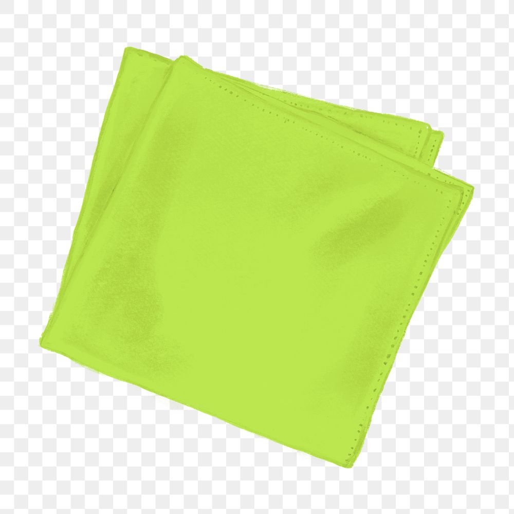 Green napkin png, object illustration, transparent background