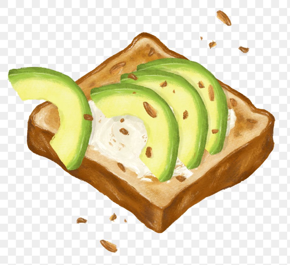 PNG Avocado toast, breakfast food illustration, transparent background