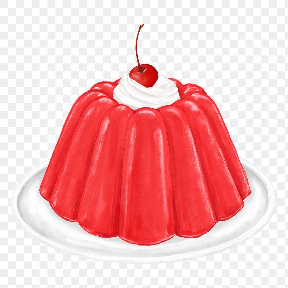 PNG Red jello pudding, dessert illustration, transparent background