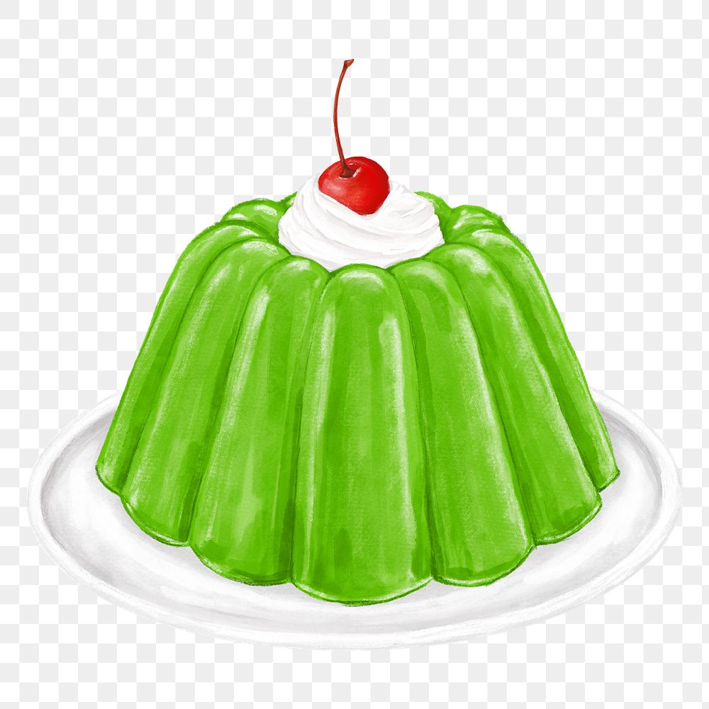 PNG Green jello pudding, dessert illustration, transparent background