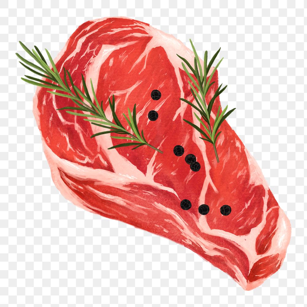 PNG Raw beef steak, butchery fresh meat illustration, transparent background