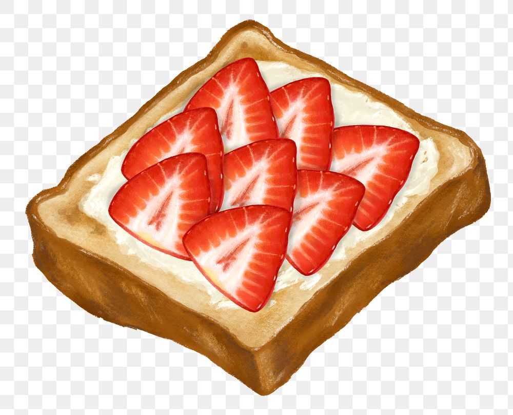 PNG Strawberry toast, breakfast food illustration, transparent background