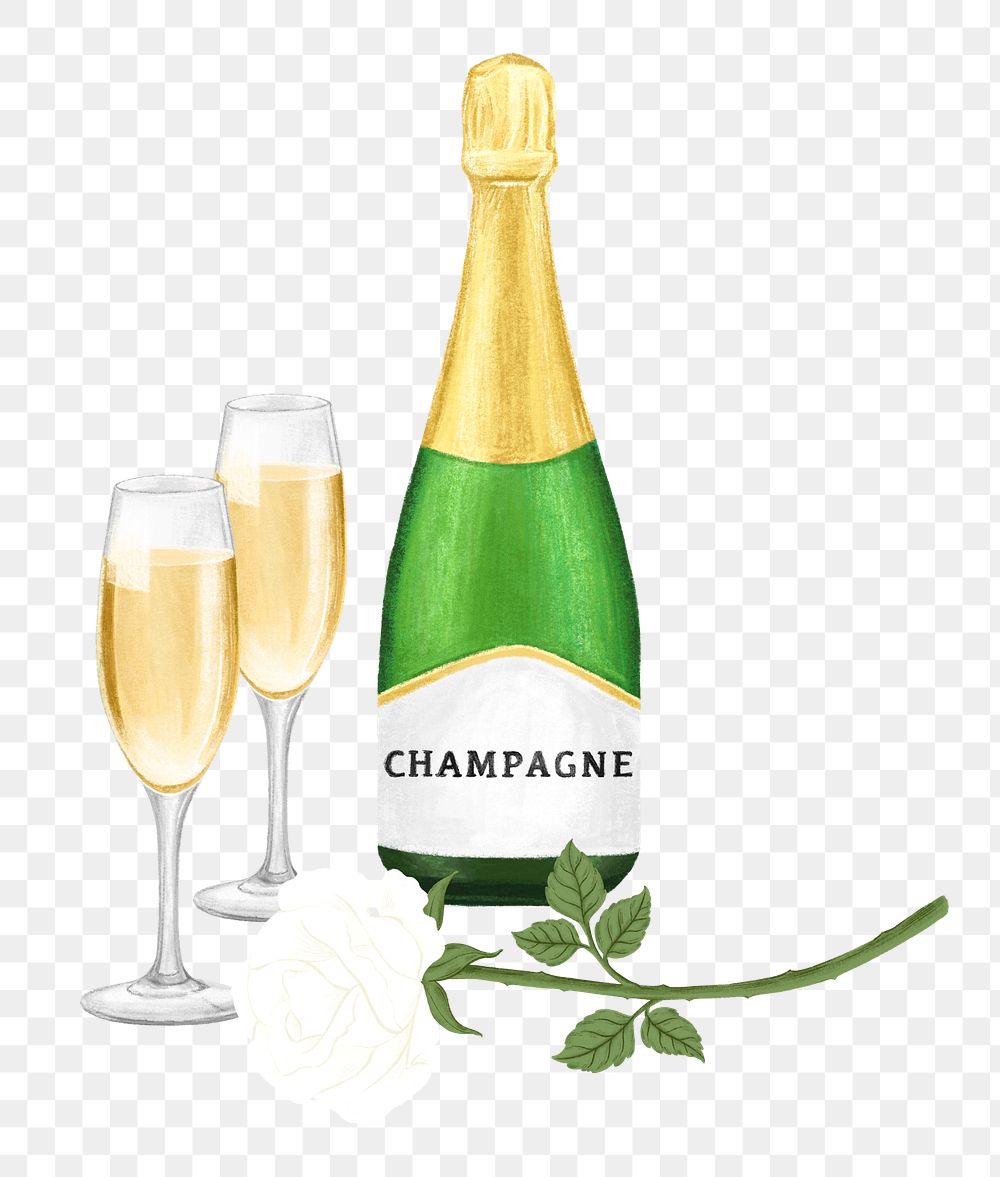PNG Champagne drinks, alcoholic beverage illustration, transparent background