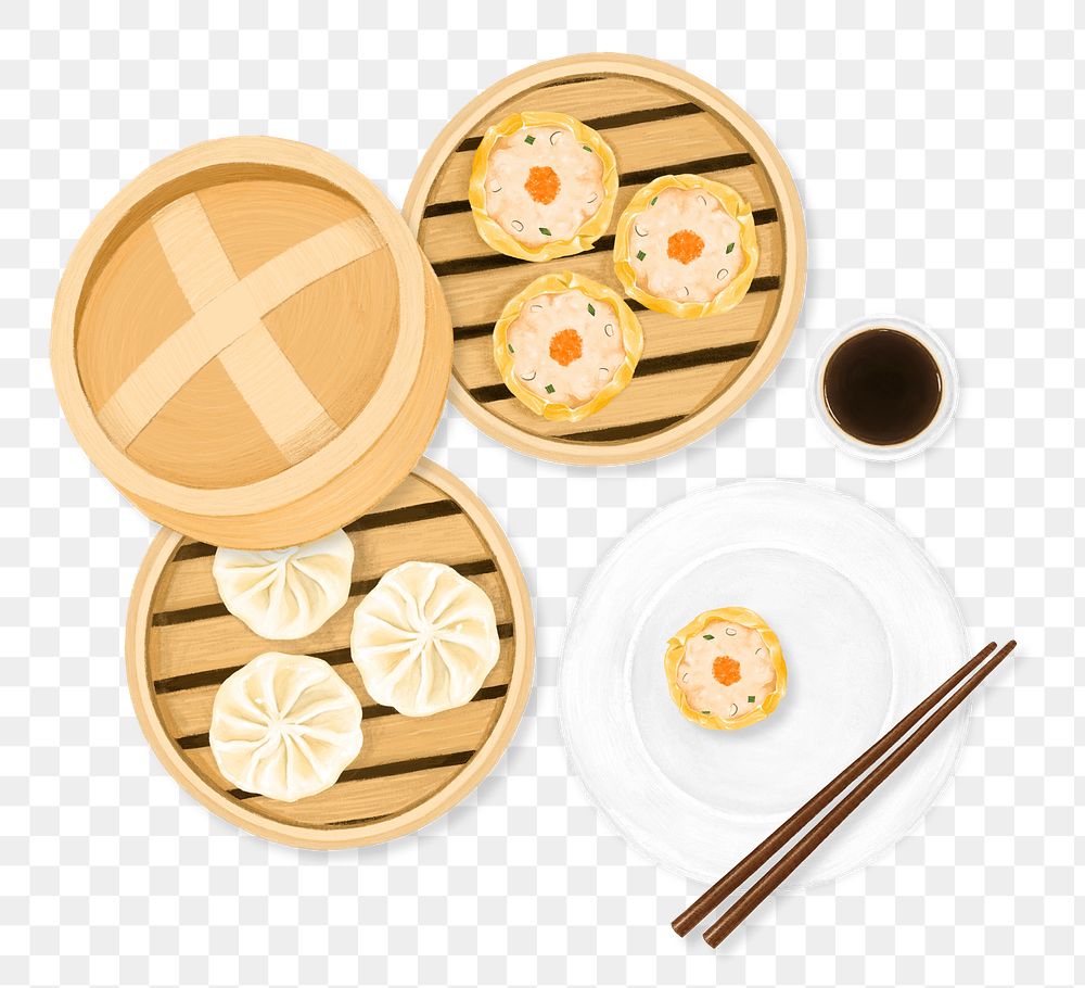PNG Chinese Dim Sum, Asian food illustration, transparent background