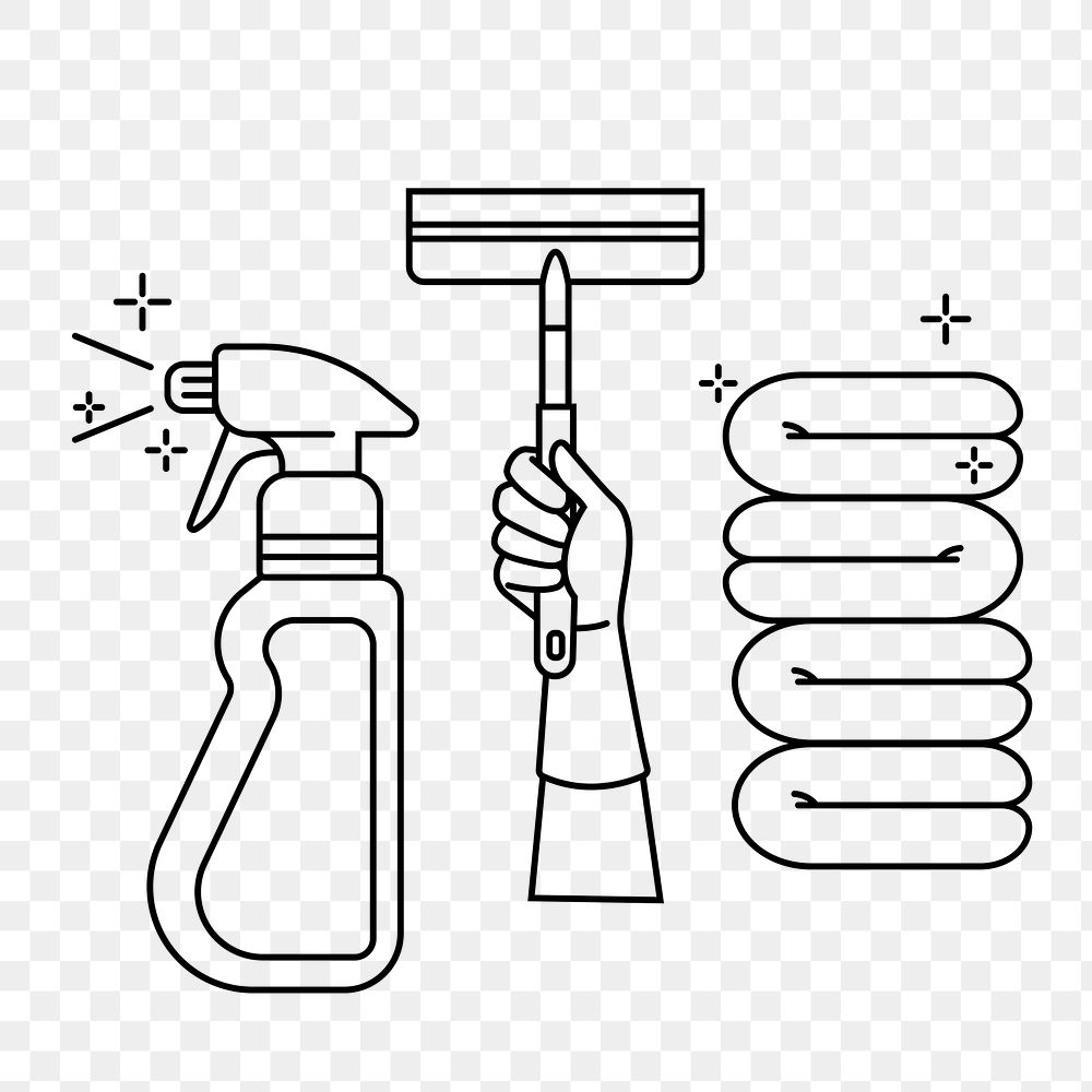 House chores png line art, transparent background