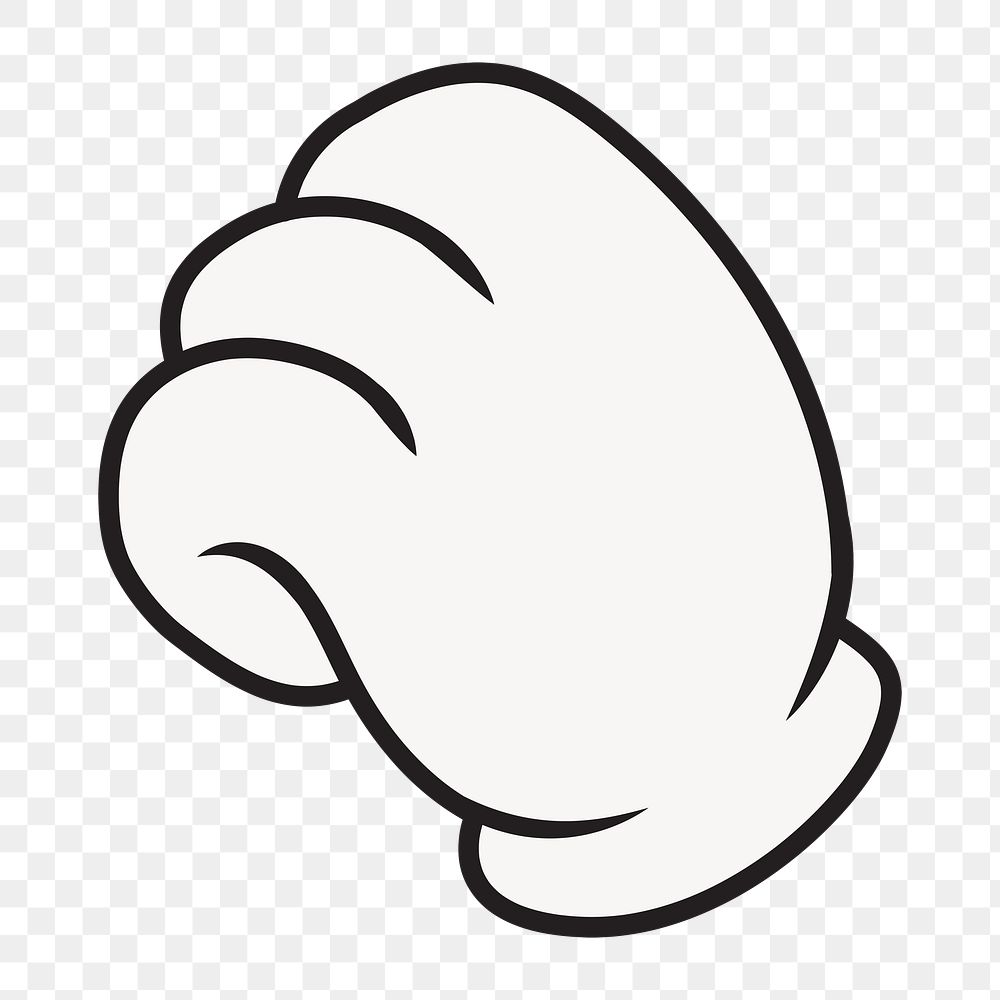 Cartoon fist png, gesture line art illustration, transparent background