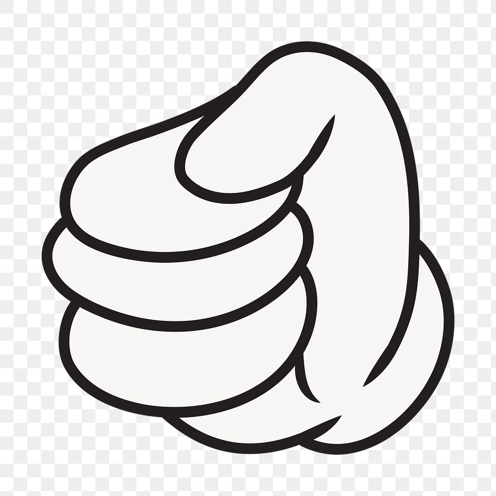 Cartoon fist png, gesture line art illustration, transparent background