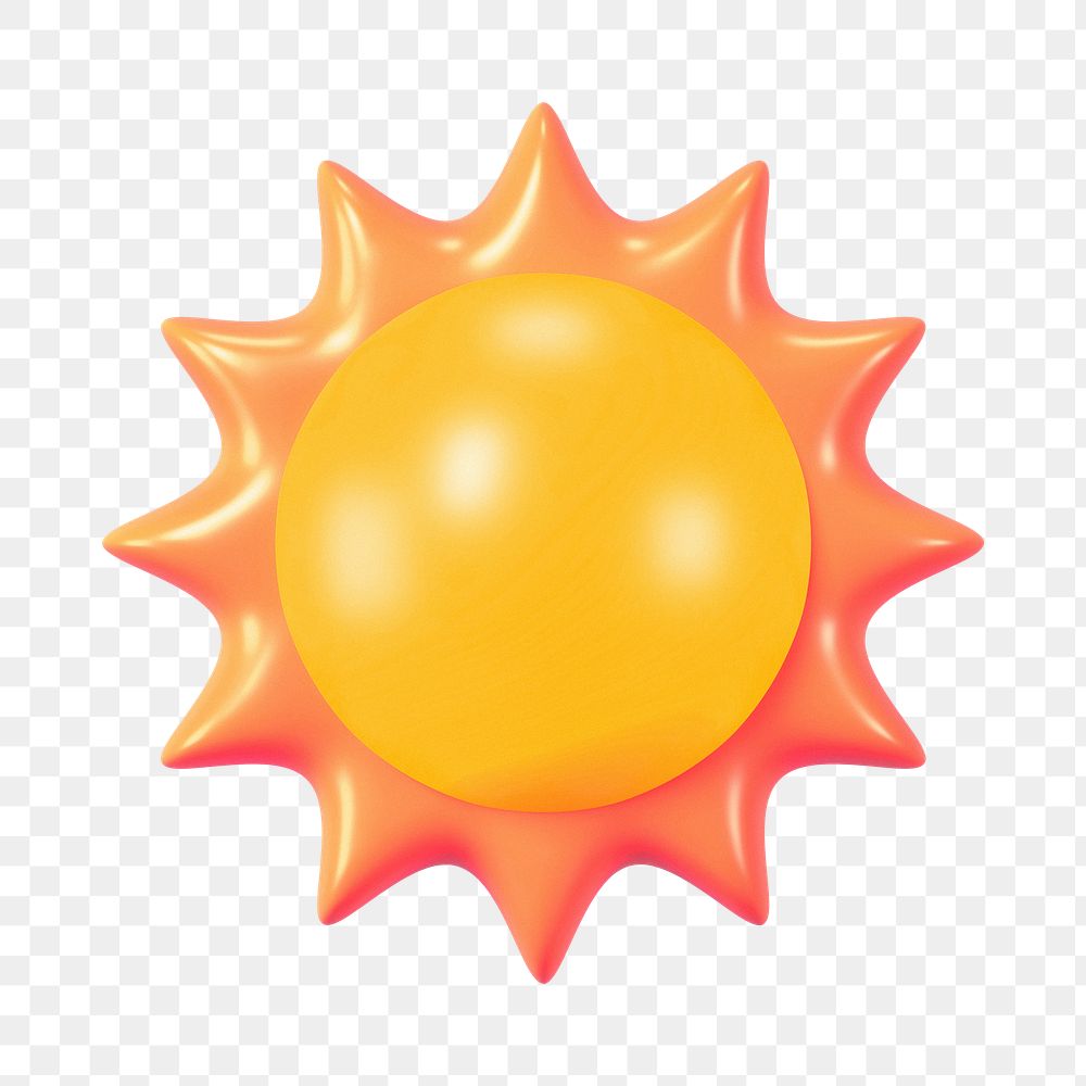 3D sun png, weather graphic, transparent background