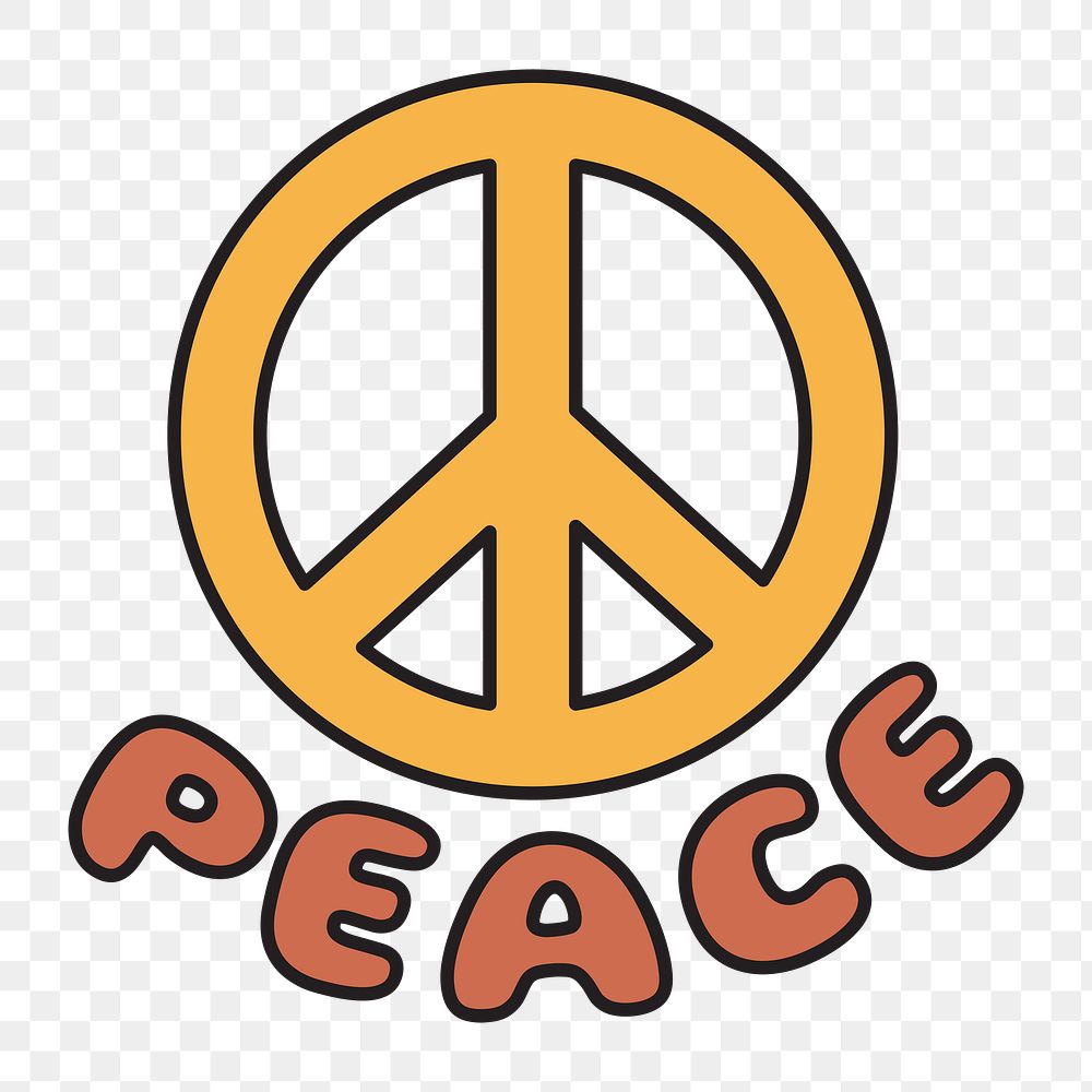 Peace png retro typography, transparent background