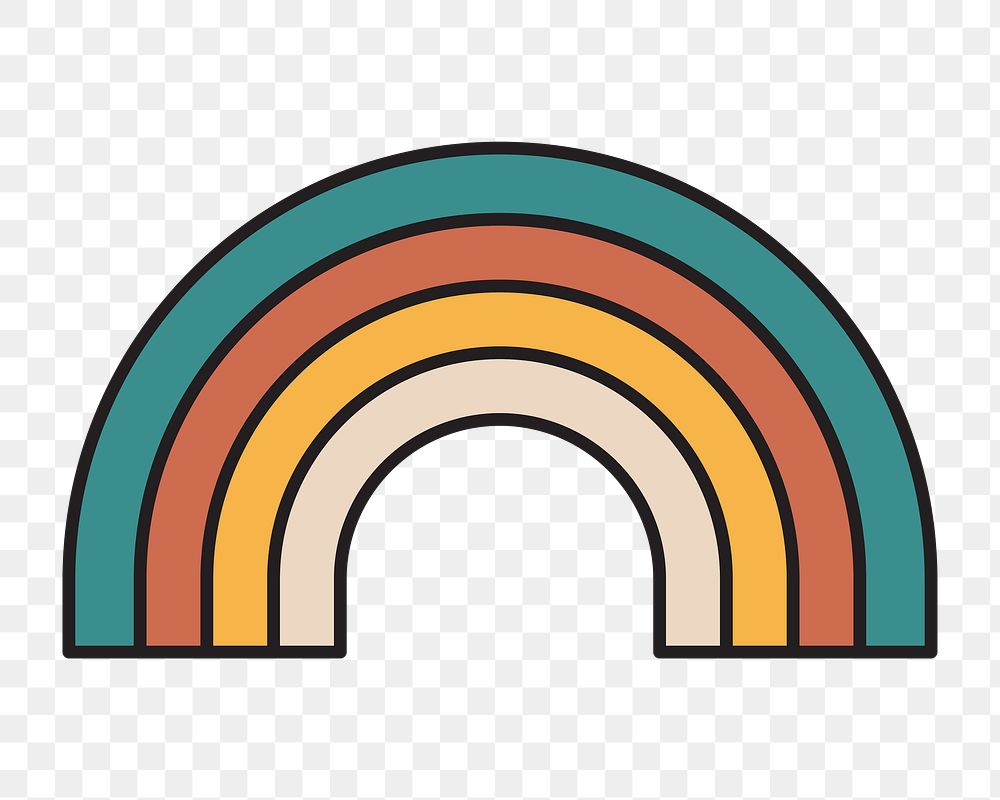 Rainbow png, retro illustration, transparent background