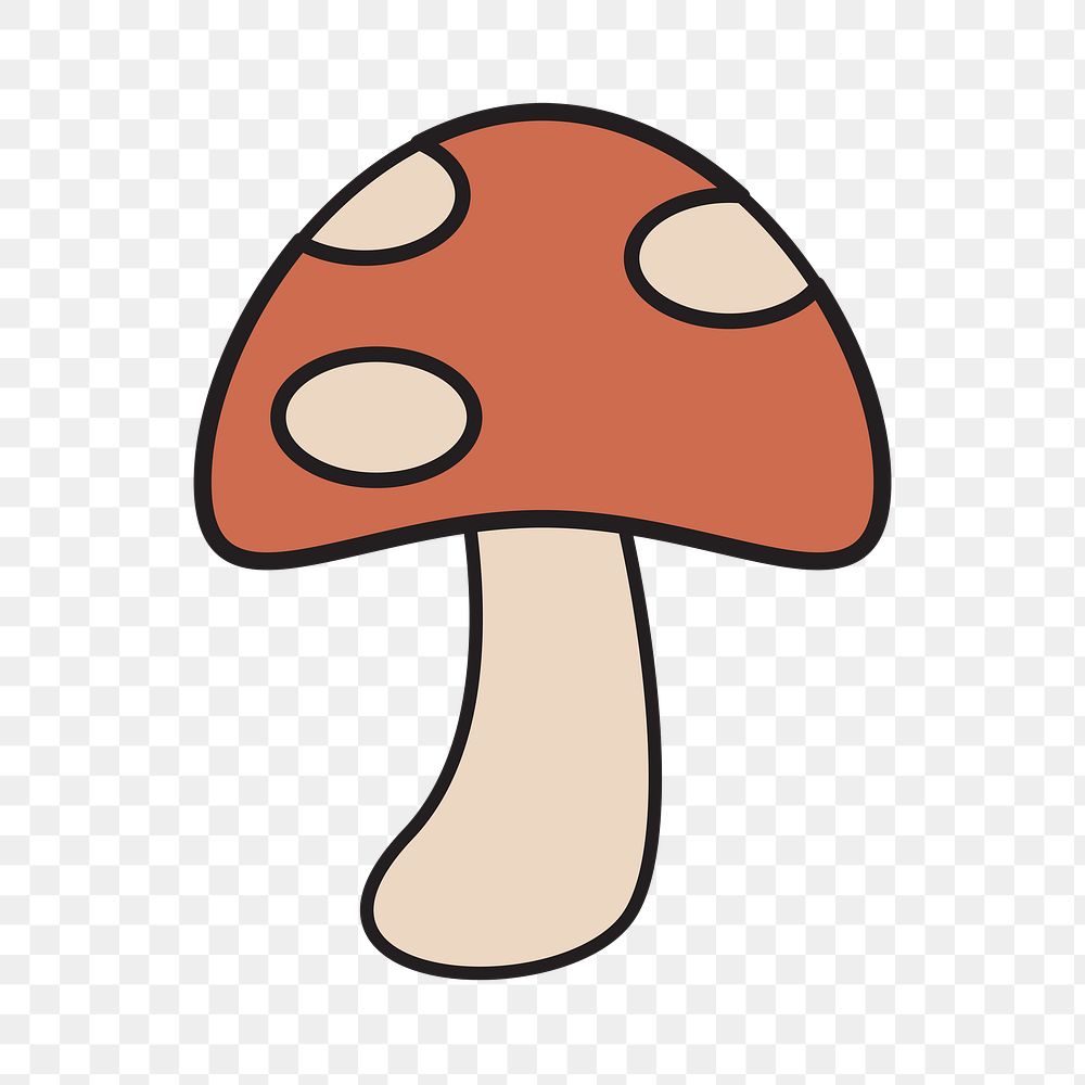 Mushroom png, retro illustration, transparent background