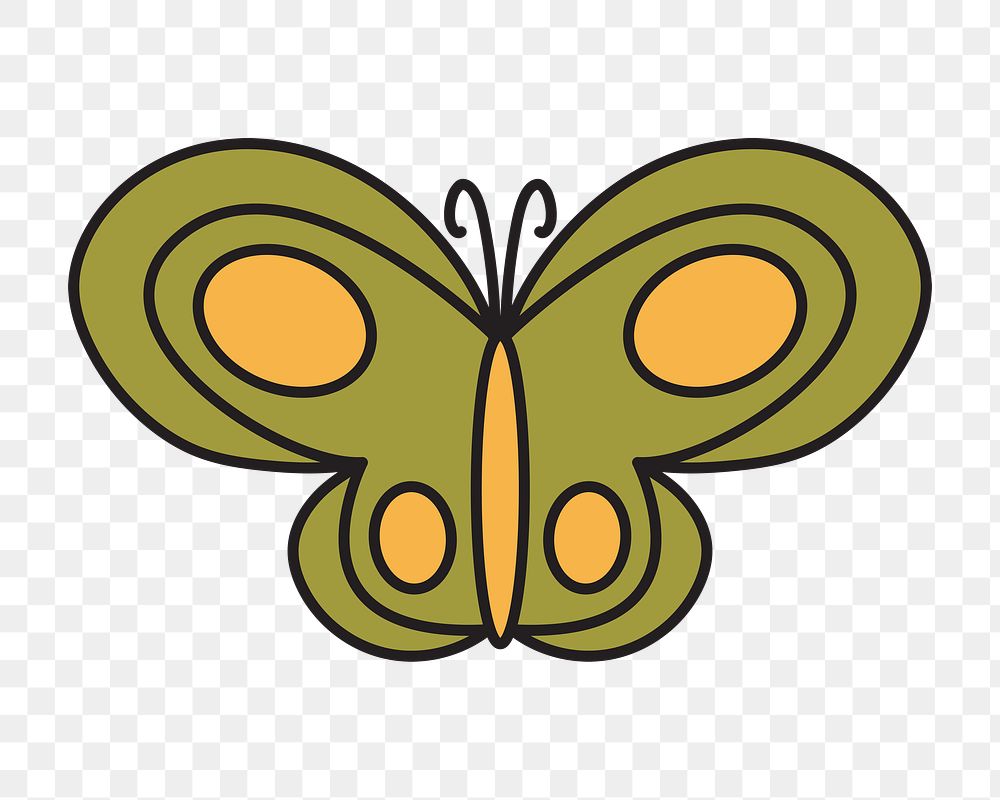 Green butterfly png, retro illustration, transparent background