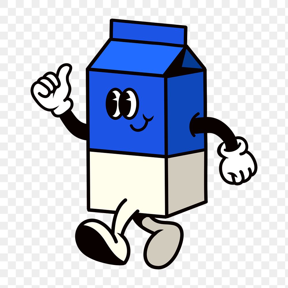 Retro milk carton png, cartoon illustration, transparent background