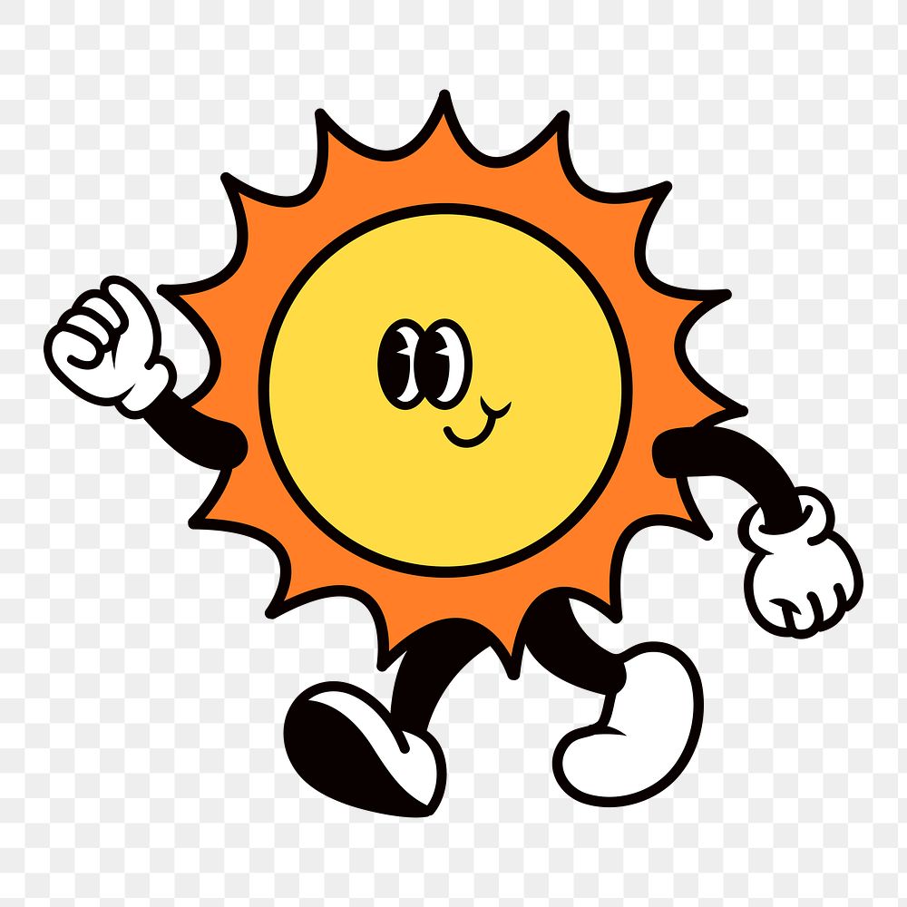 Smiling sun png, weather cartoon character illustration, transparent background