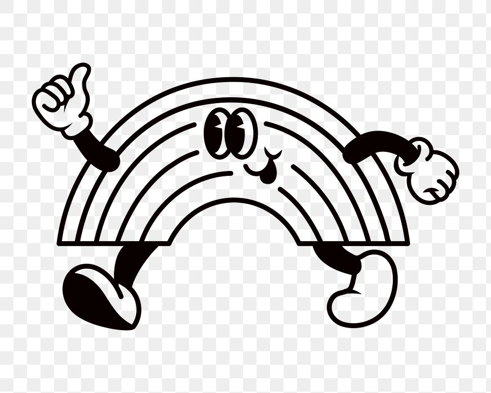 Smiling rainbow png, weather cartoon character illustration, transparent background