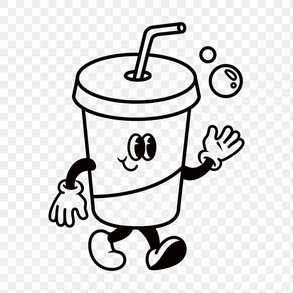 Retro soda cup  png, cartoon illustration, transparent background