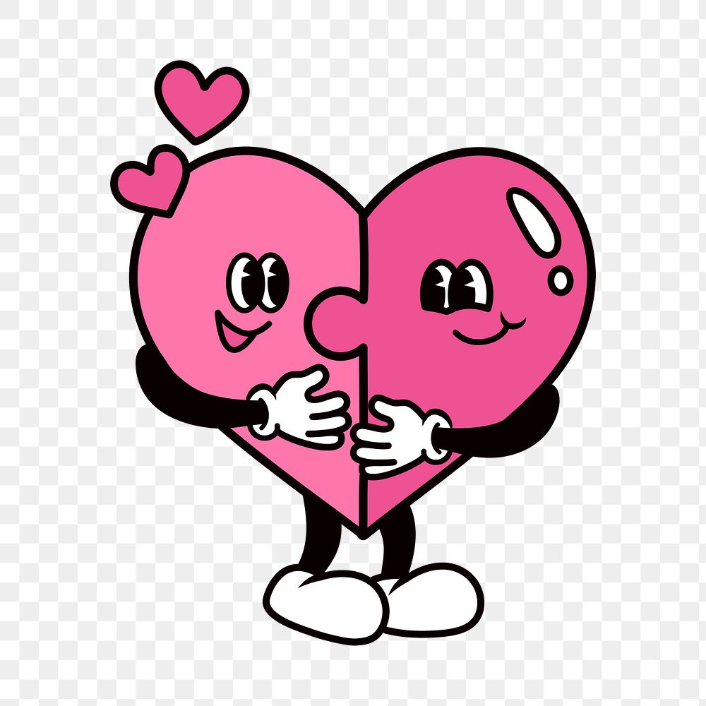 Jigsaw heart cartoon png, love illustration, transparent background