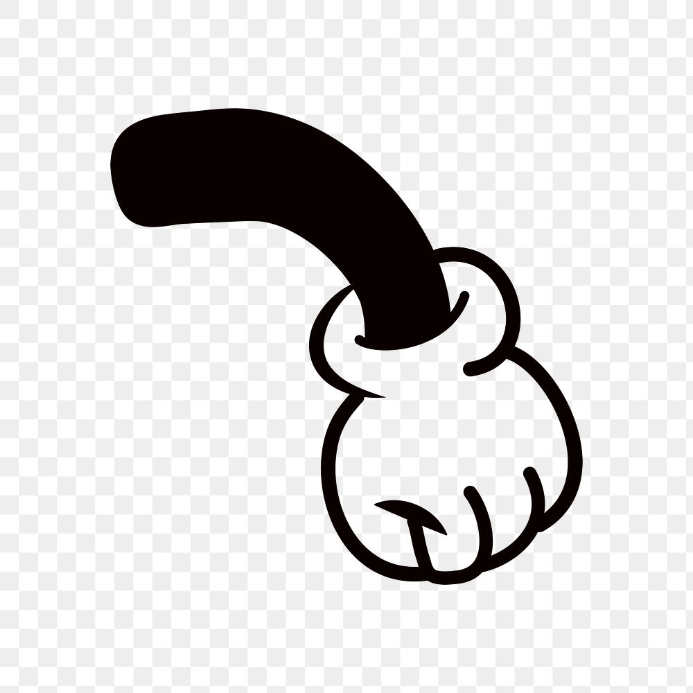 Cartoon fist hand png, gesture line art illustration, transparent background