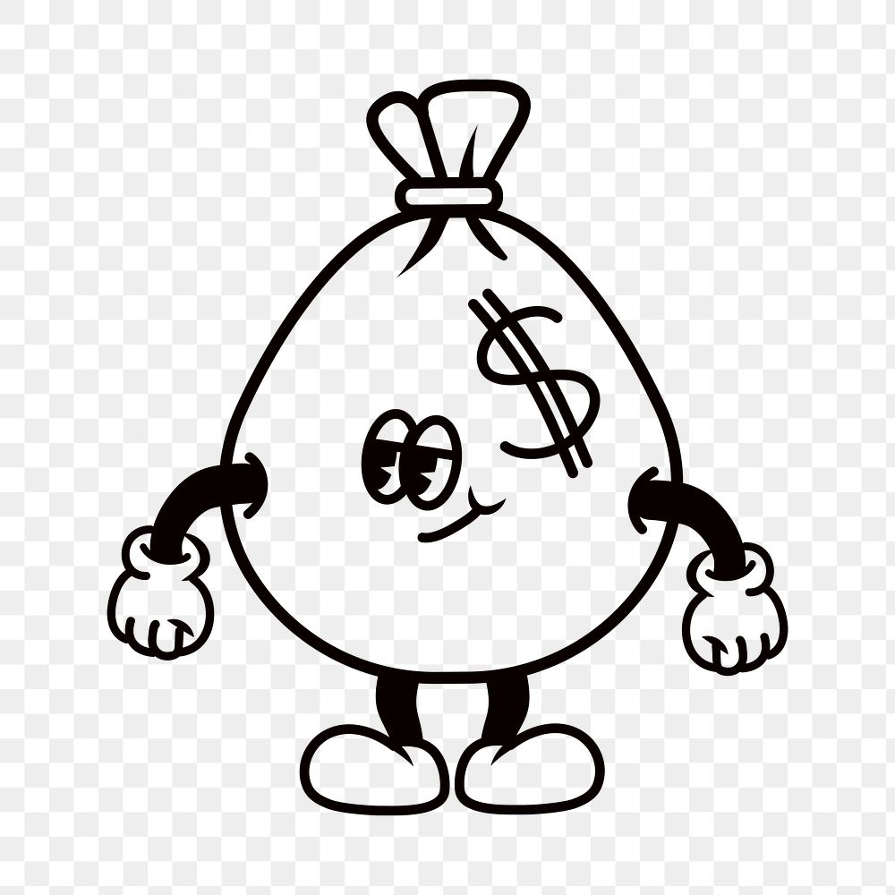 PNG Money bag, finance cartoon character illustration, transparent background
