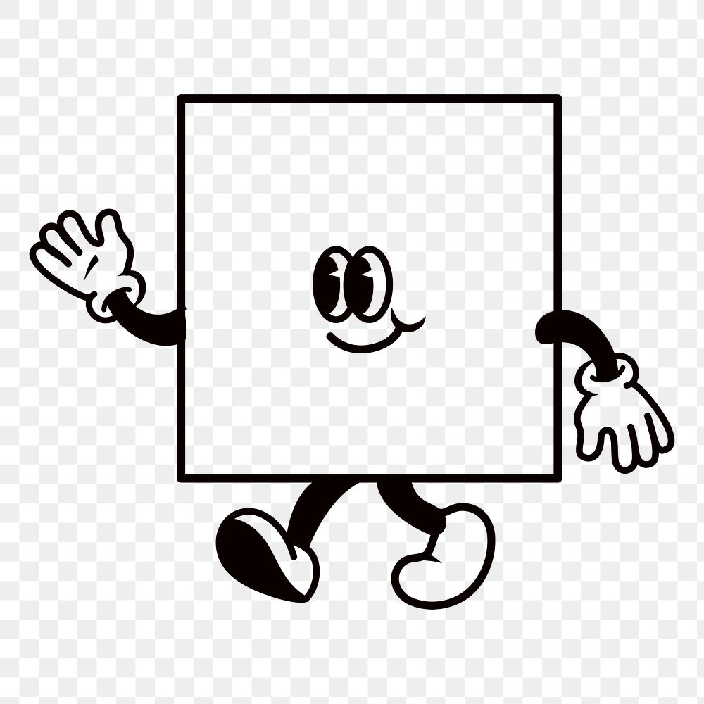 Square  shape cartoon png, creative character illustration, transparent background