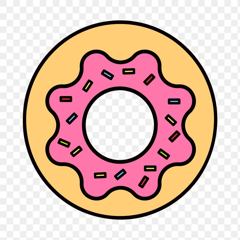 Donut png food, line art illustration, transparent background