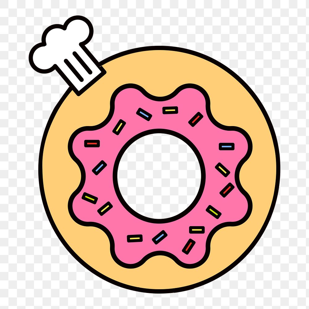 Donut png food, line art illustration, transparent background