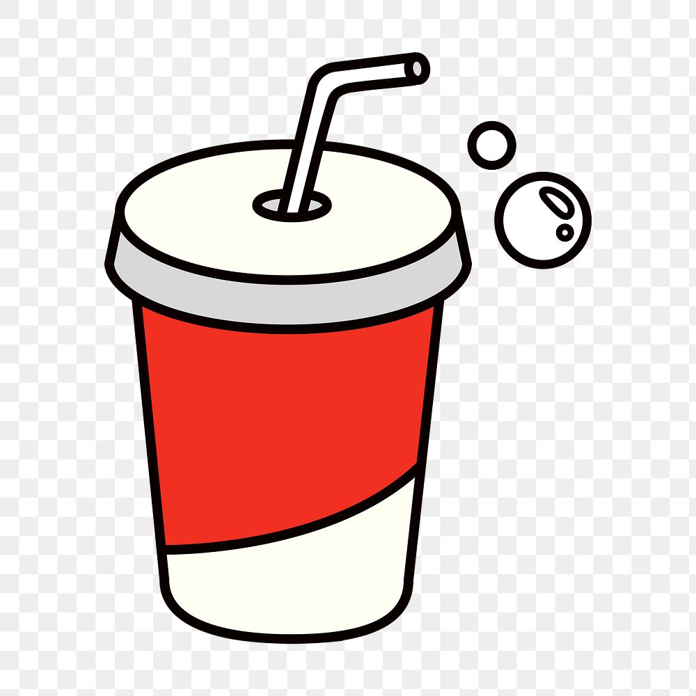 Soda cup png, beverage line art illustration, transparent background