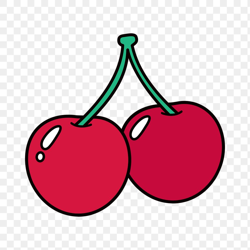 Cherry fruit png food, line art illustration, transparent background