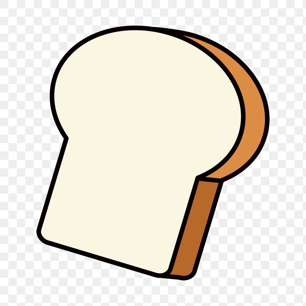 Bread slice png food, line art illustration, transparent background