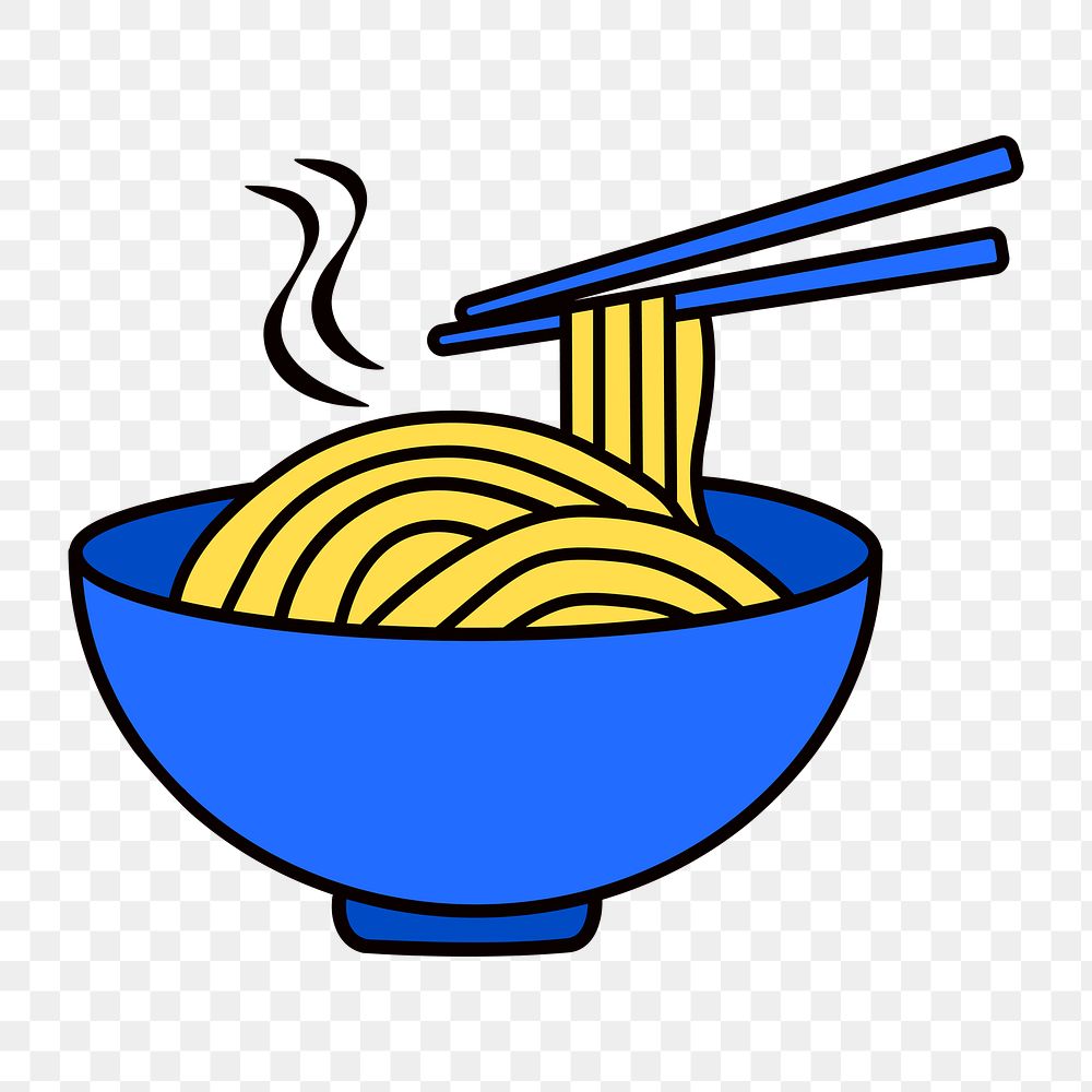 Ramen noodle png food, line art illustration, transparent background