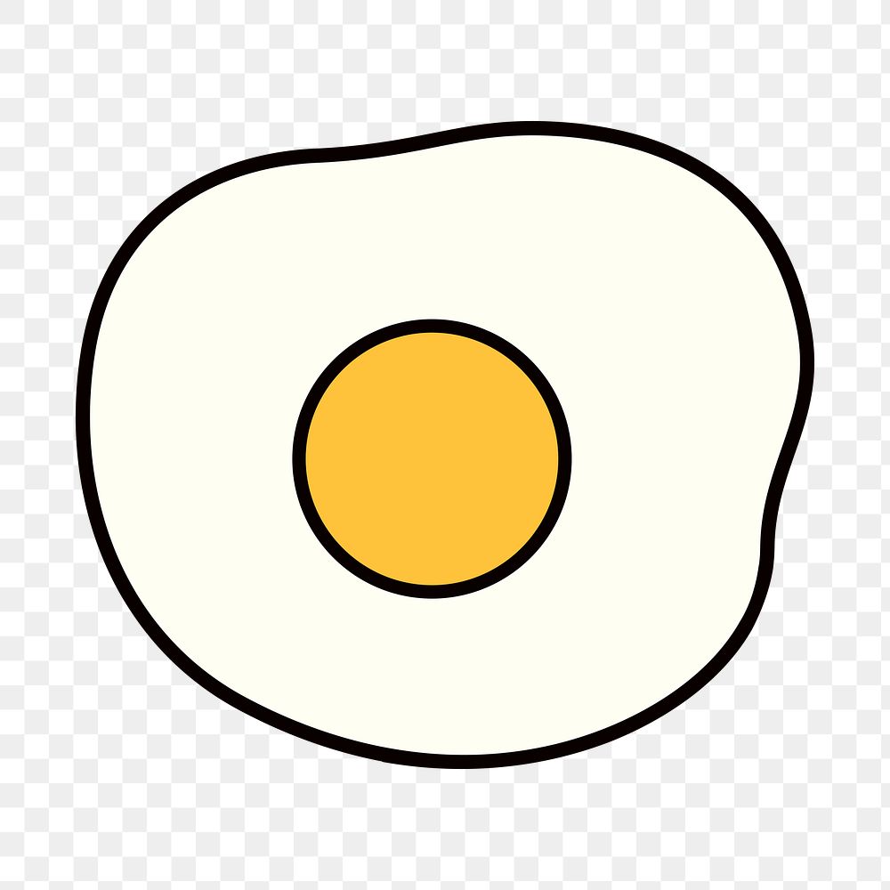 Fried egg png food, line art illustration, transparent background