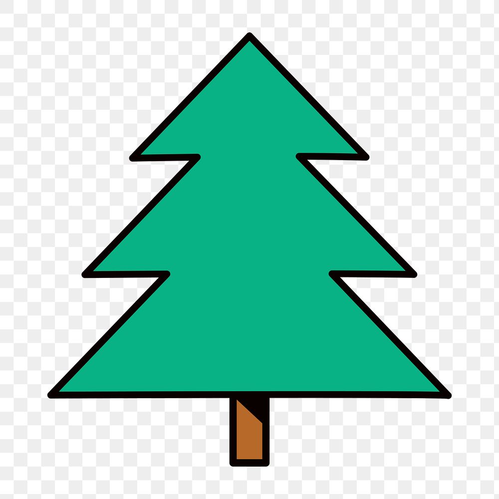 Christmas tree png, line art illustration, transparent background