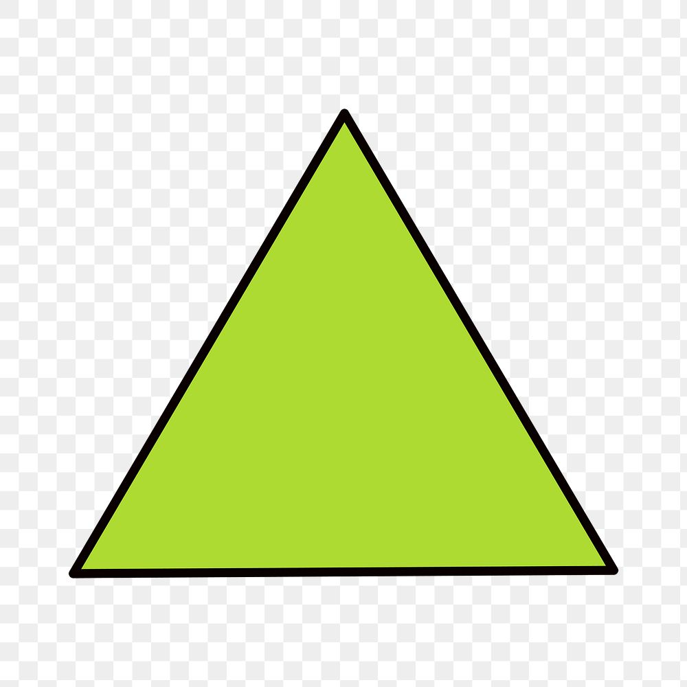 Green triangle shape png, transparent background