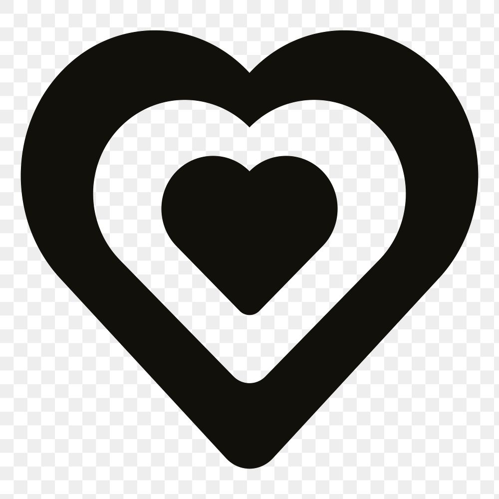 Black heart png, love illustration, transparent background