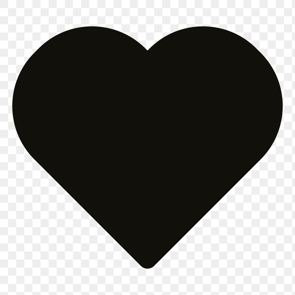 Black heart png, love illustration, transparent background