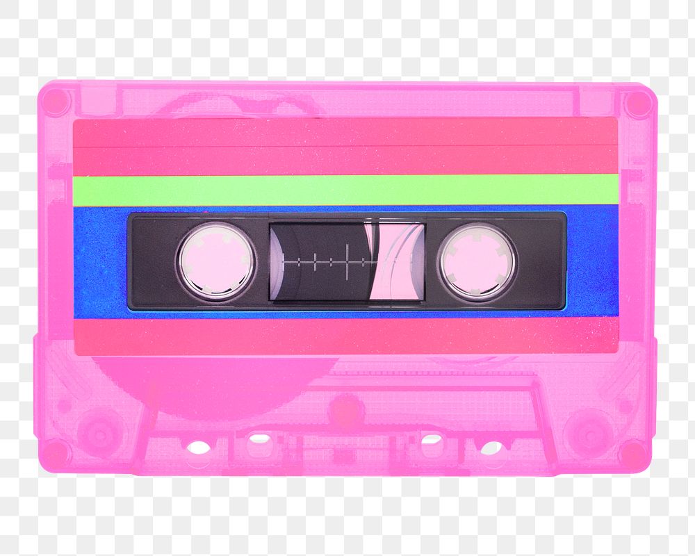 Pink cassette tape png, transparent background