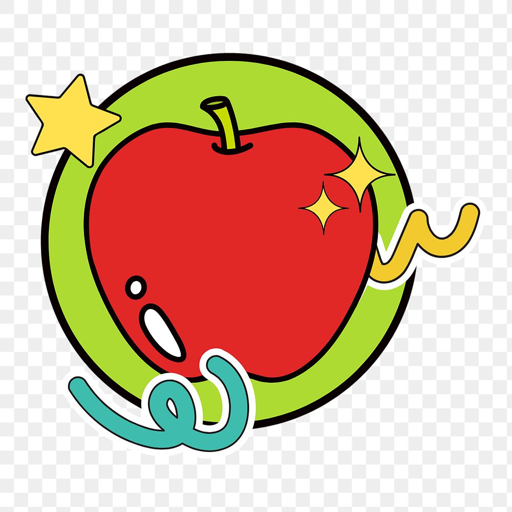 Apple fruit png food, line art illustration, transparent background