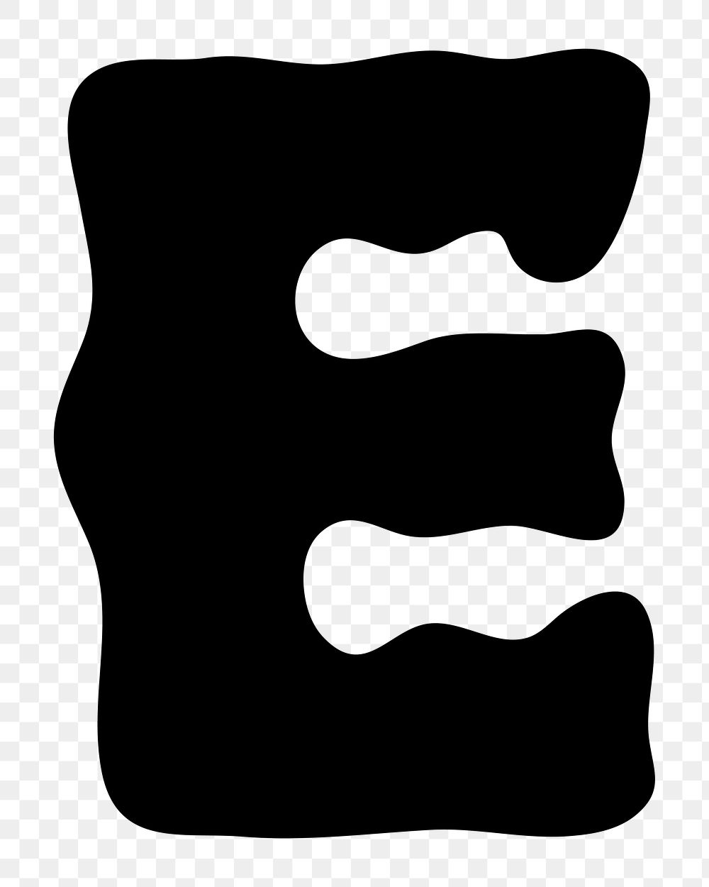E letter png, distorted English alphabet, transparent background