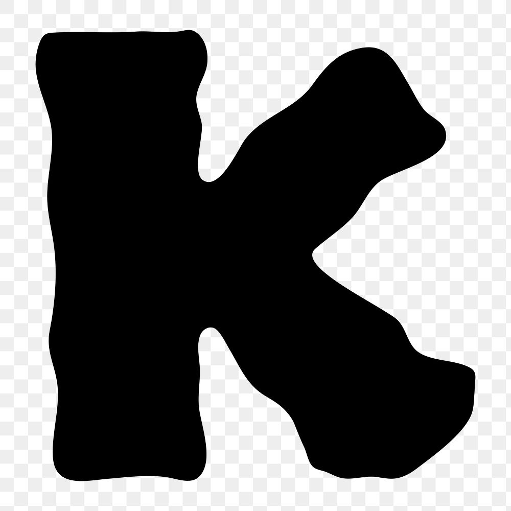 K letter png, distorted English alphabet, transparent background