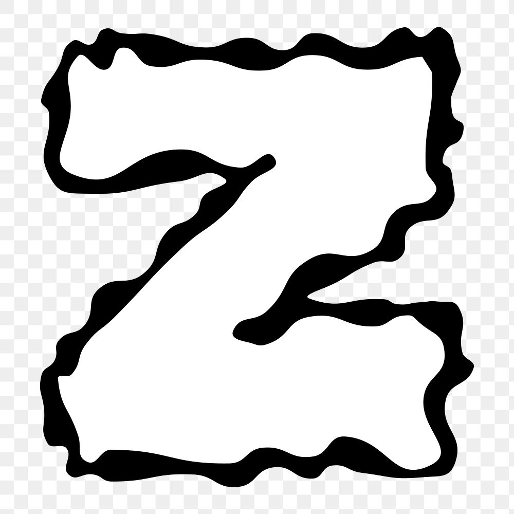 Z letter png, white abstract  English alphabet, transparent background