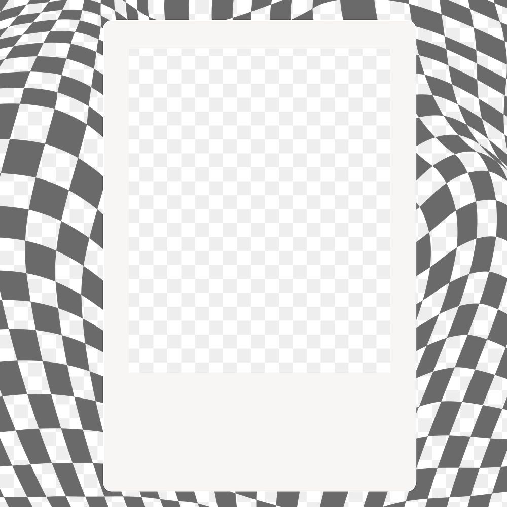 Instant film png frame, checkered pattern, transparent design