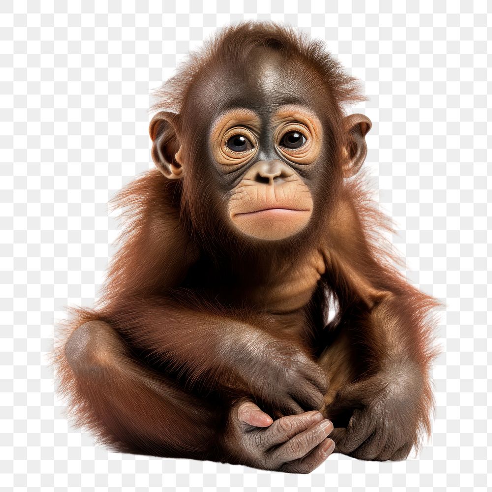 PNG Baby orangutan wild animal, transparent background 