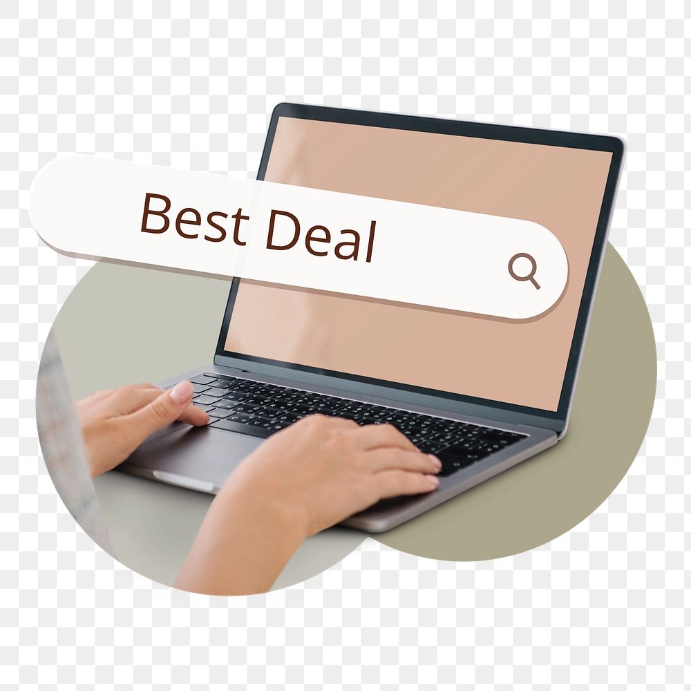 PNG Best deal search screen laptop, transparent background