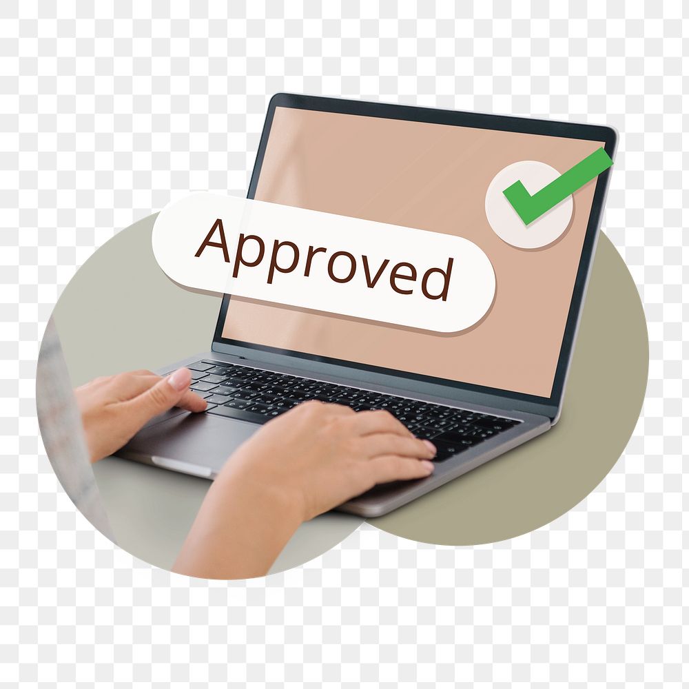 PNG Approved search screen laptop, transparent background