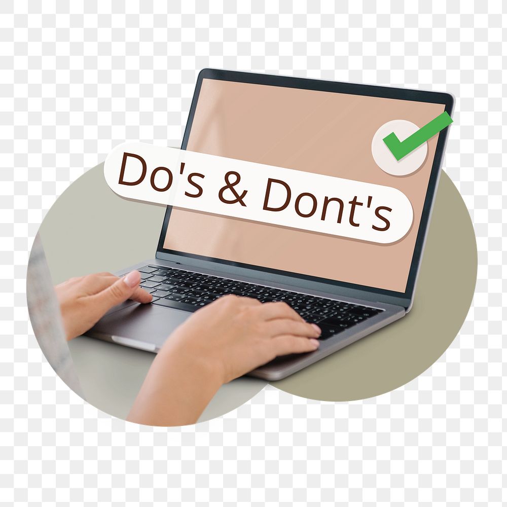 PNG Do's and Don'ts search screen laptop, transparent background